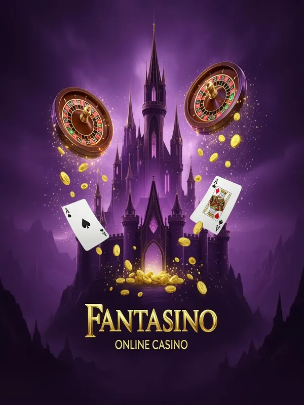 Fantasino live casino promotional banner with dealers and chips